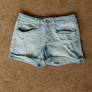 light blue jean shorts